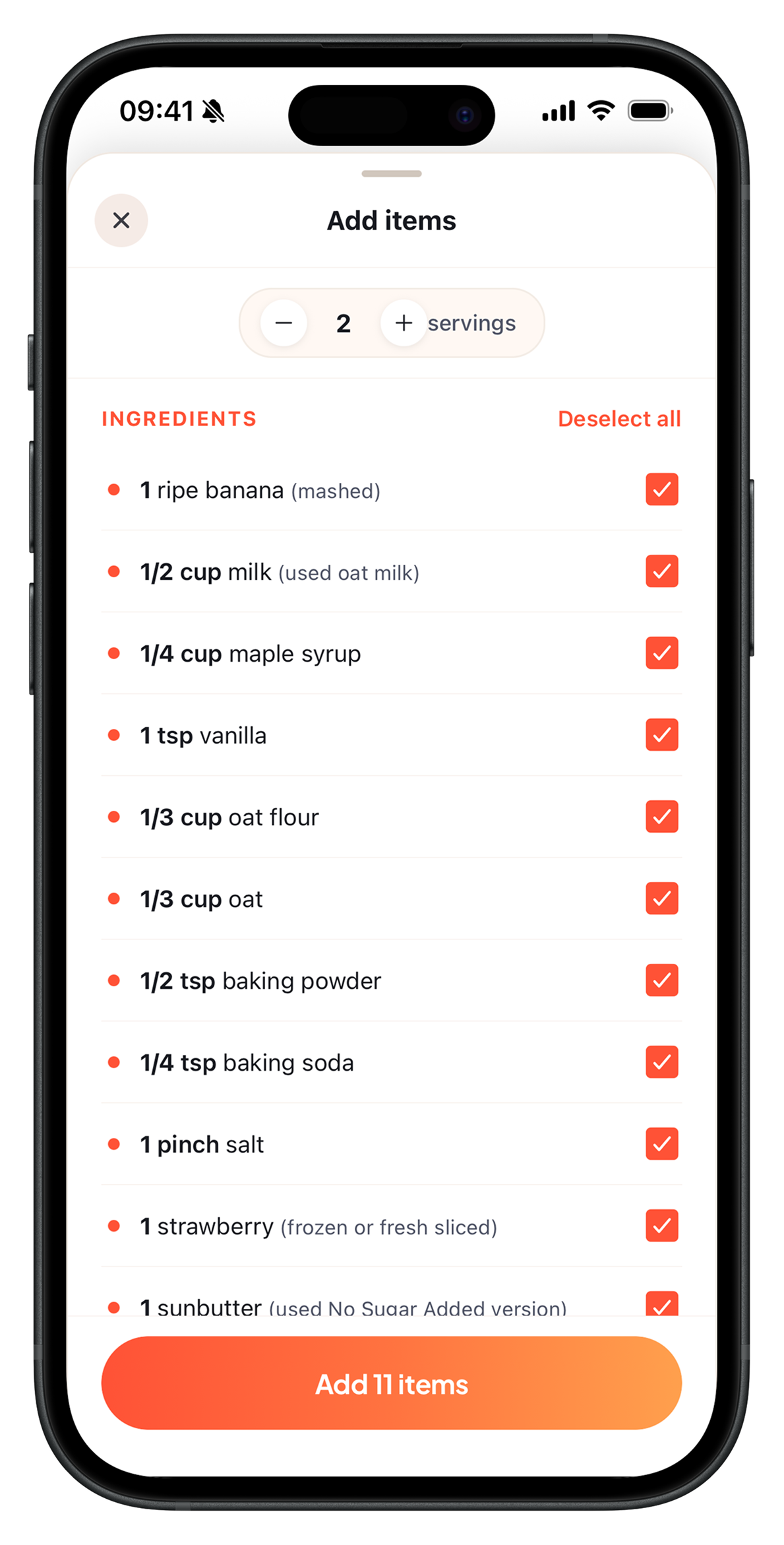 Smart Grocery List screen