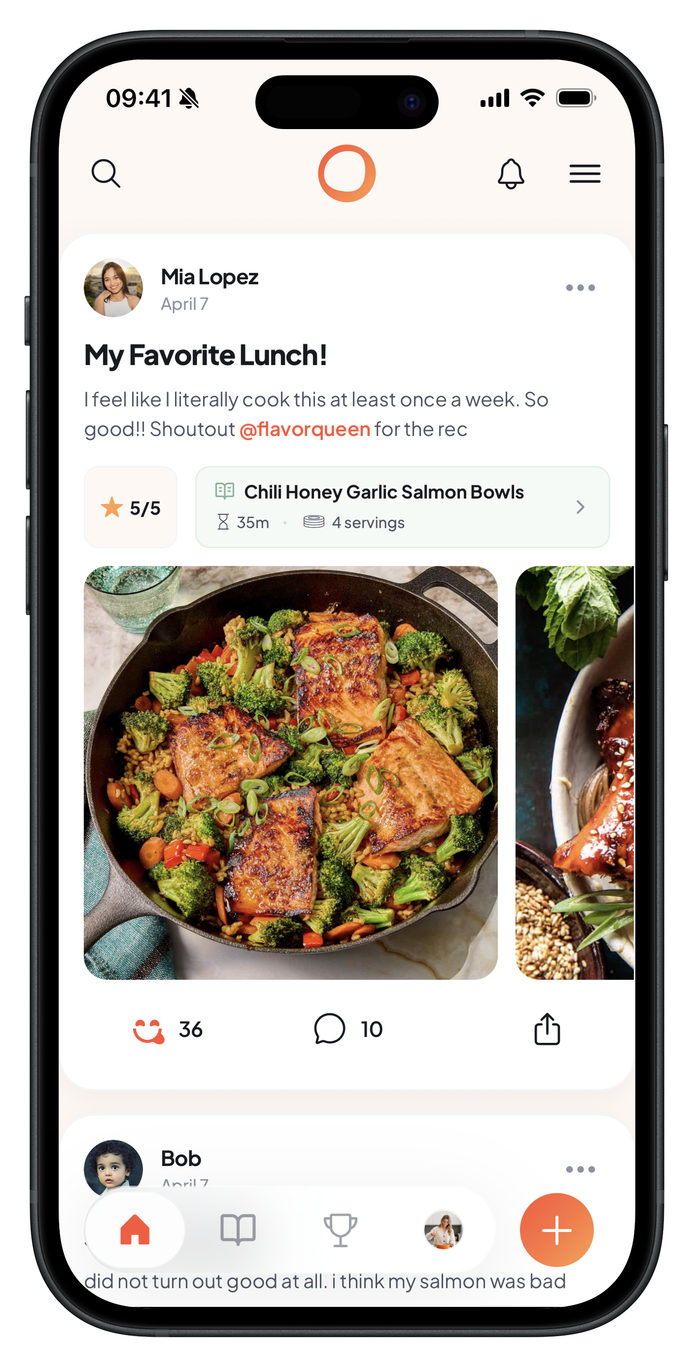 Social Cooking Feed screen