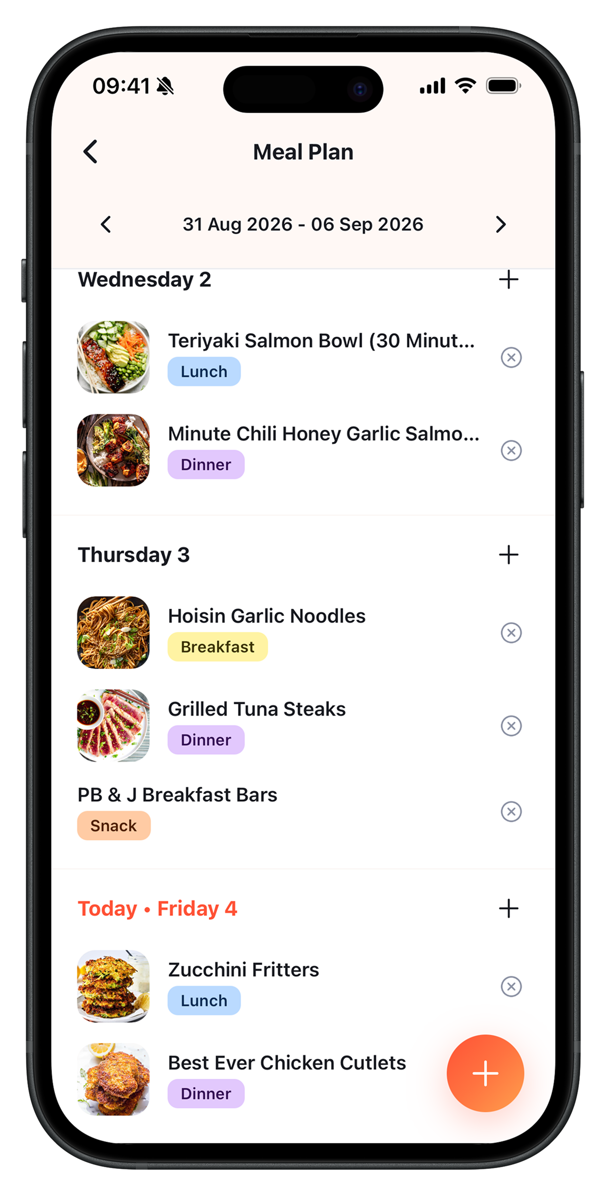 Meal Plan screen